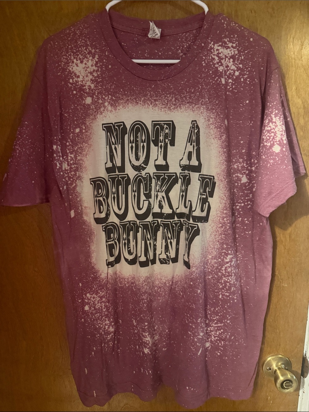 Tultex Mauve Bleached "NOT A BUCKLE BUNNY" Graphic Tee